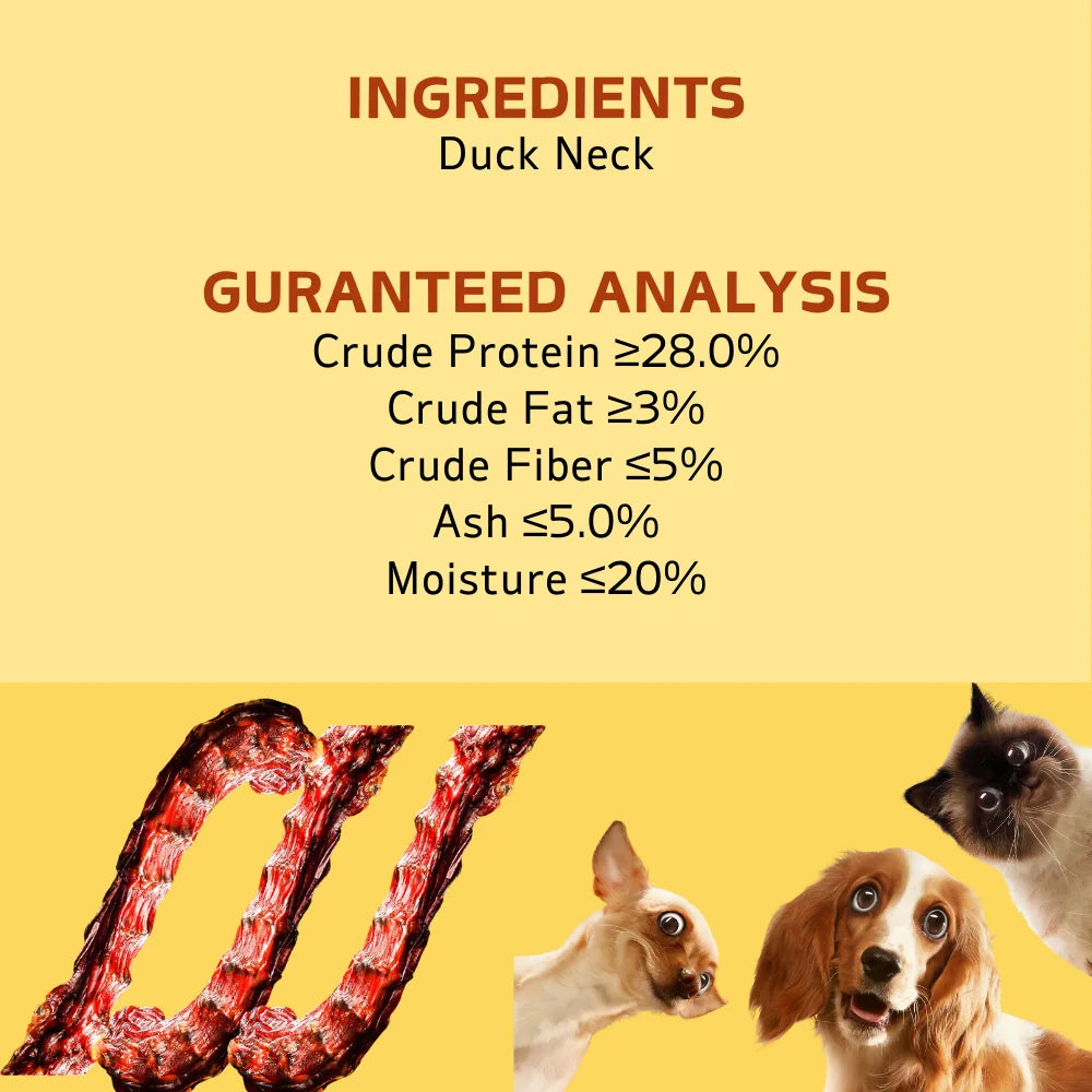 150g/5.29oz (3 Count x50g/1.76oz)Duck Necks, All Natural Ingredients, Natural Dog Treats, Healthy, Easily Digestible