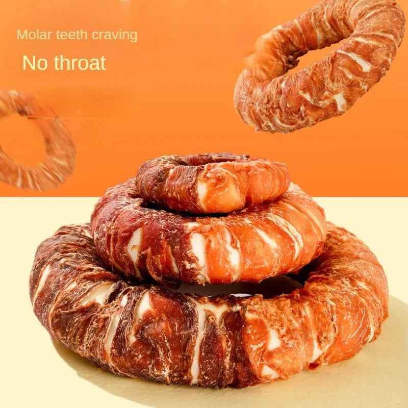 Dog Snacks Lnteractive Rewards Dog Kraft Chicken and Duck Donuts Pet Teething Stick Puppy Chewing Training Snacks Bite Resistant