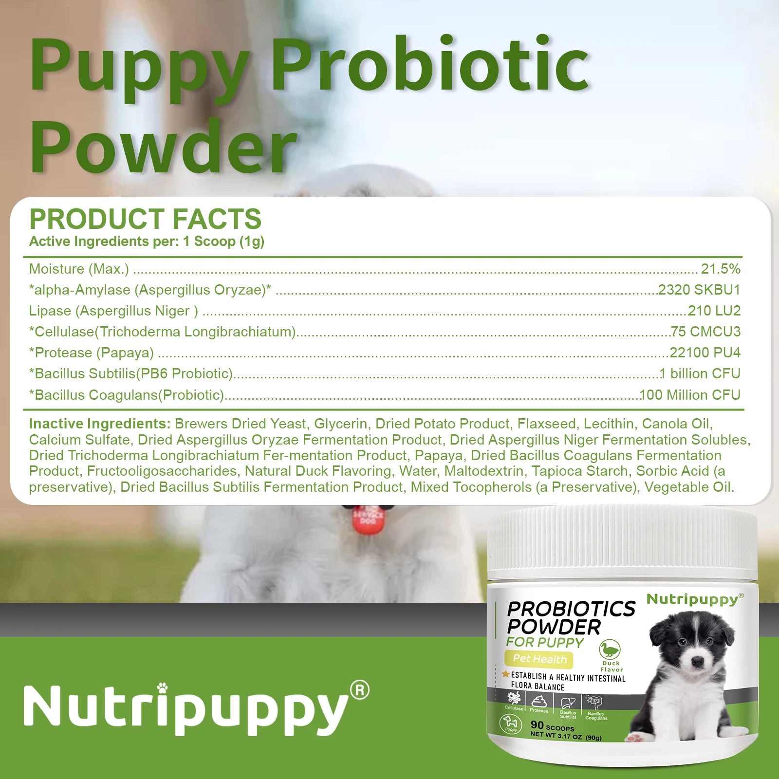 Dog Probiotic Powder Supplement - Supports Digestive Health&Relieves Diarrhea,Boosts Immune System for Puppy Adult Senior Dogs
