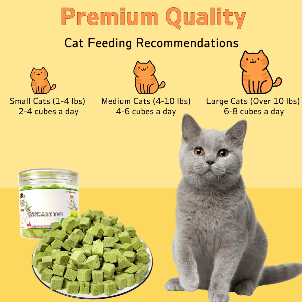 3.8oz/100g Cat Grass Treats for Hairball Support and Teeth Cleaning, Chicken Flavored Hairball Treats for Cats