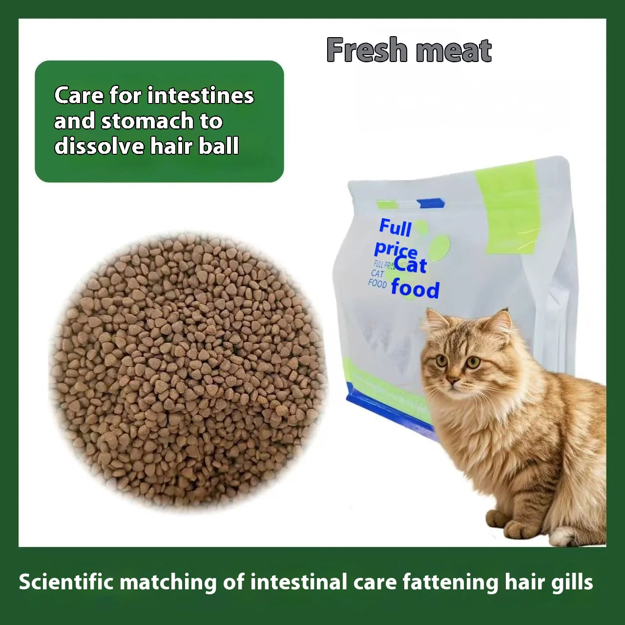 Pure fresh meat without grain cat food for adult and kitten, rich in nutrition, high in protein, suitable for weight gain and fa