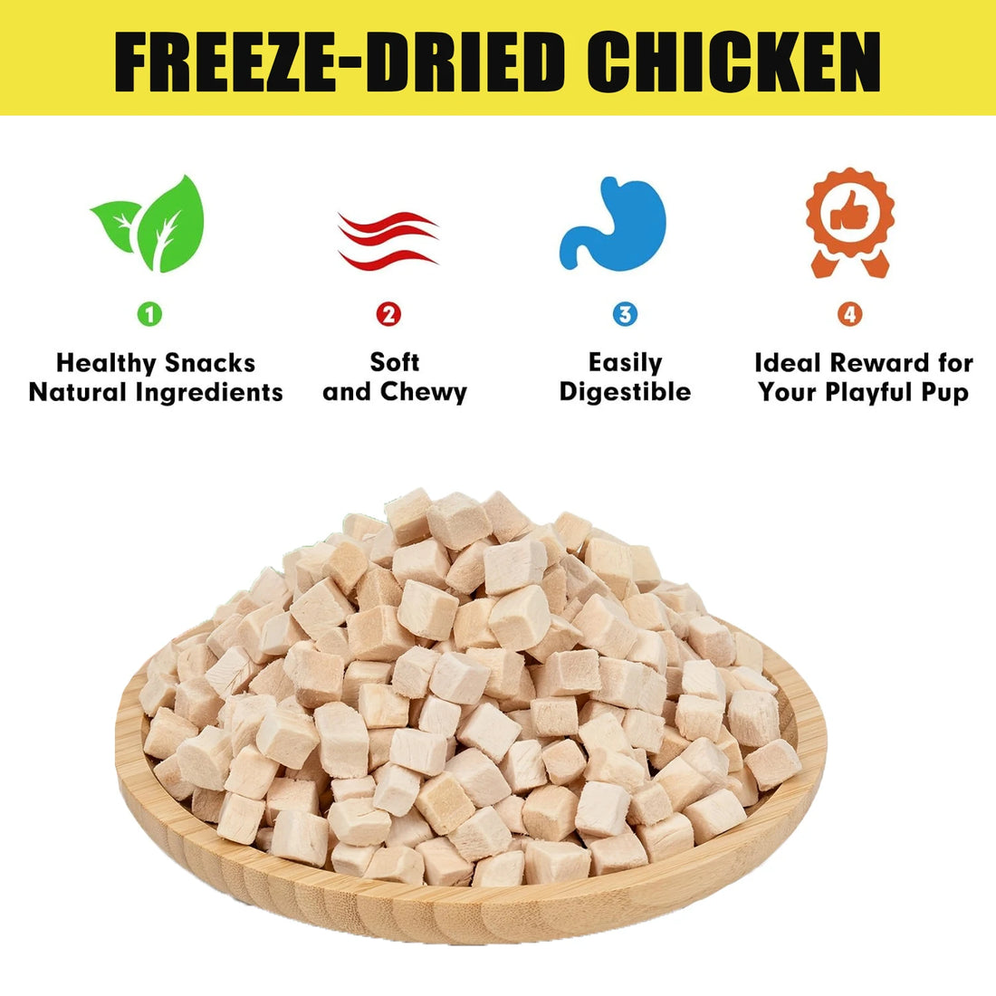 Freeze-Dried Chicken Treats for Dogs & Cats, Single-Ingredient High-Protein Pet Snacks, Natural Training Rewards, 10oz