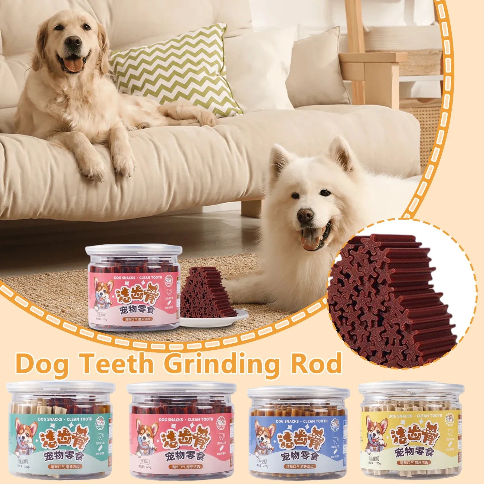 Dog Chew Sticks,Puppy Pet Snacks, Tooth Cleaning Stick Bones To Train Dogs To Be Chew-resistant Bad Breath Removal Pet Snacks