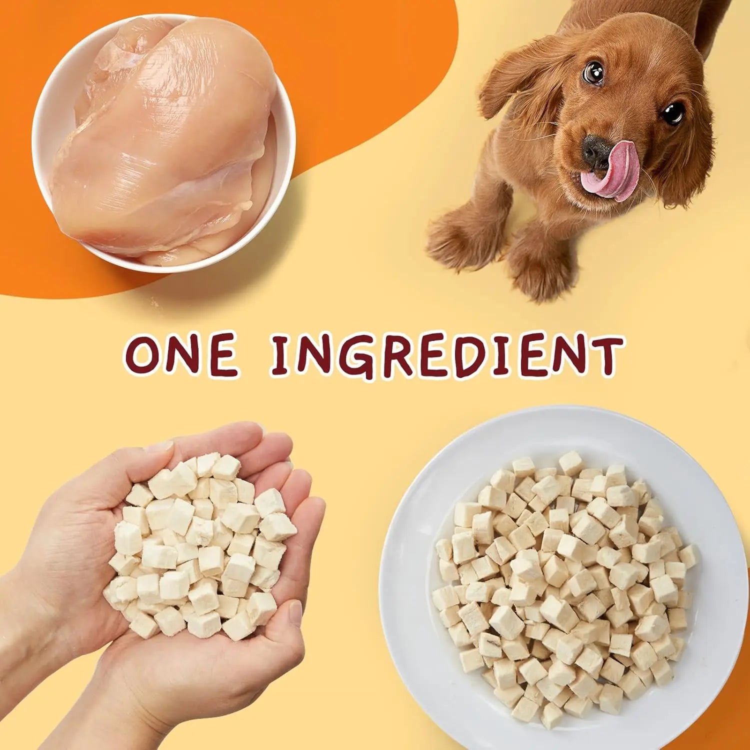 Freeze-Dried Chicken Treats for Dogs & Cats, Single-Ingredient High-Protein Pet Snacks, Natural Training Rewards, 10oz