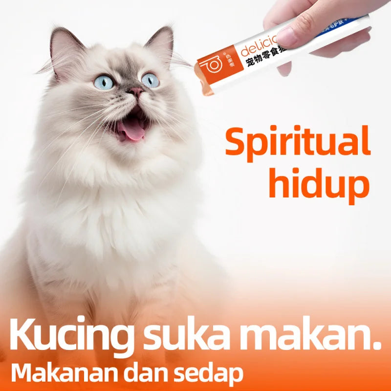 Cat Stick English Version Packaging Pet Snacks Liquid Wet Food for Cats15g Weight Gain Snack for Cheek Enhancement