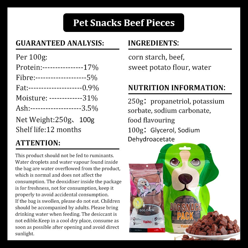 Diced Beef Particles Appetising Digestive Nutritious Delicious Chewy Training Rewards for Adult Dog Puppies Premium Beef Snack
