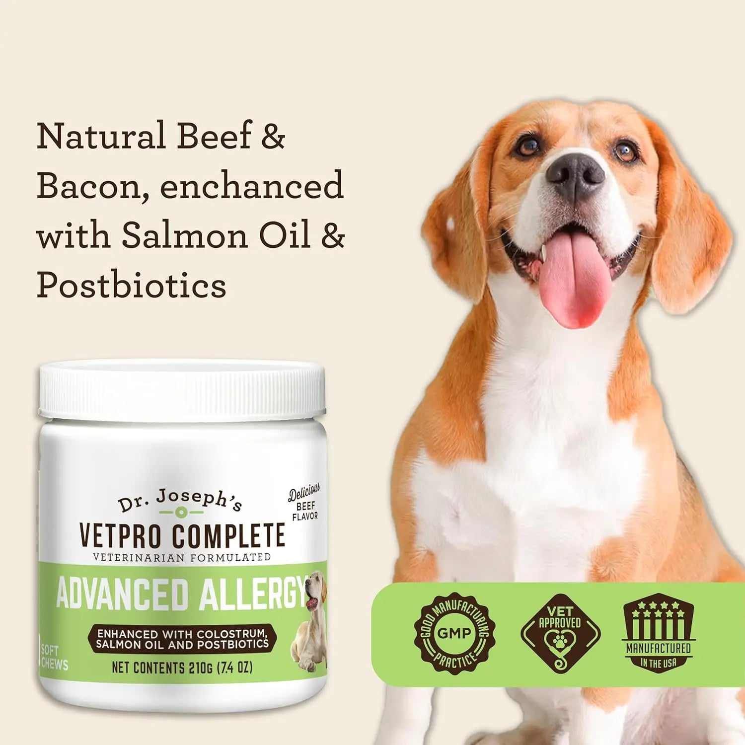 VetPro Allergy & Itch Support for Dogs - Salmon Oil, Pro&Colostrum - Immune & Gut Health