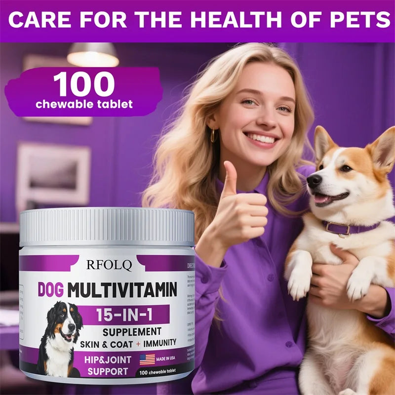 Dog Multivitamin - Promotes Healthy Skin and Coat, Supports Joint Health, Relieves Allergies and Aids Digestive Function